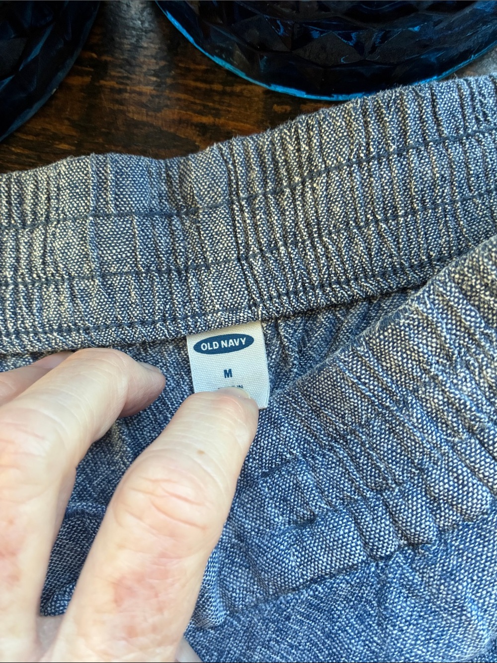 Old Navy linen feel  Blue Drawstring Athletic Shorts - Picture 2 of 3